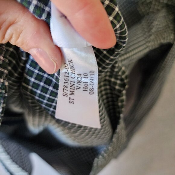 Banana Republic Green Mini Check Gingham Long Sleeve Button Down Shirt Size L - Picture 12 of 15
